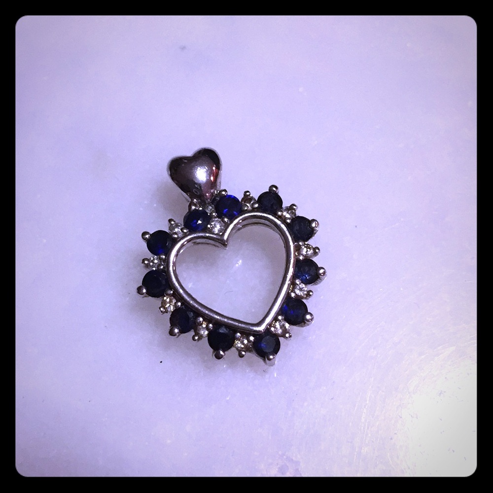 Sterling & sapphire heart pendant